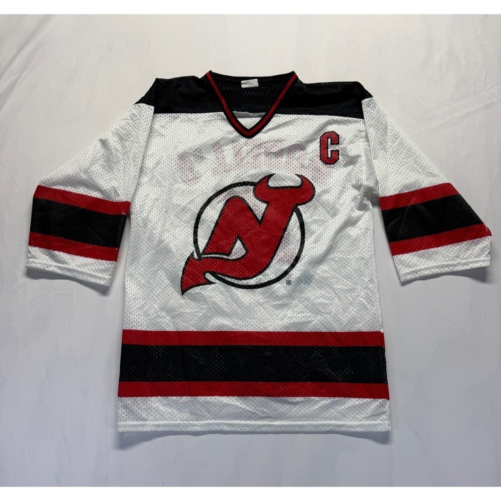 Mens Jersey Large White Multi Mesh Graphic New Jersey Devils Ice Hockey NHL‎